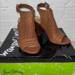 Sam Edelman Tan Woven Heeled Sandals